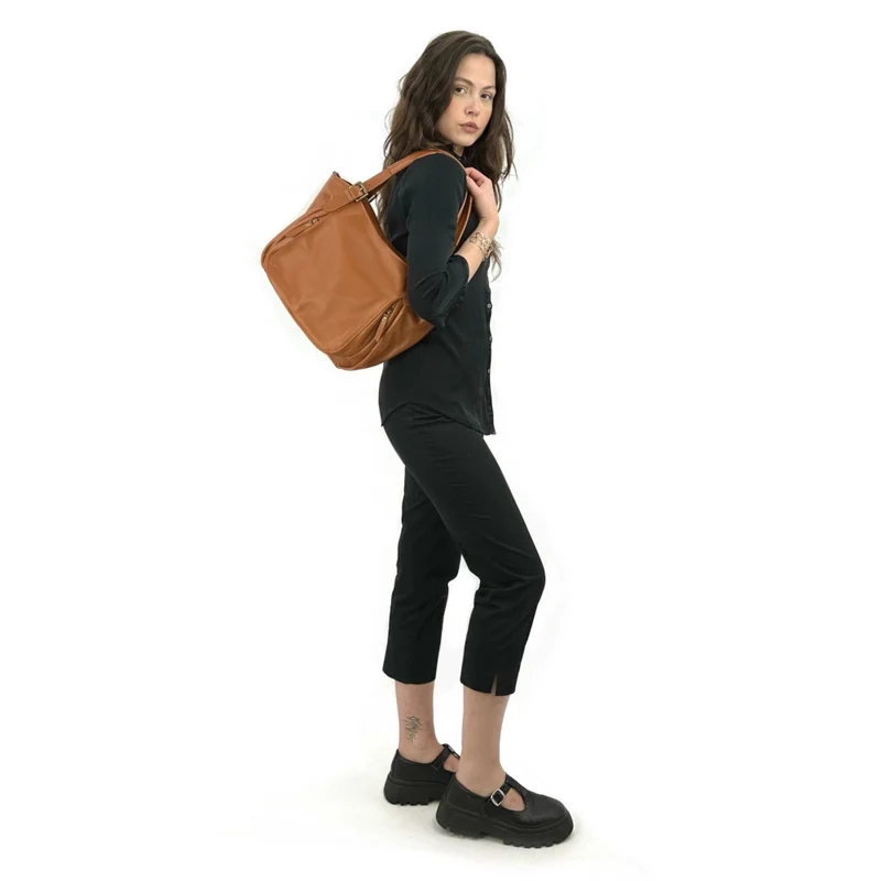 Sac en cuir lisse ELTON Cognac