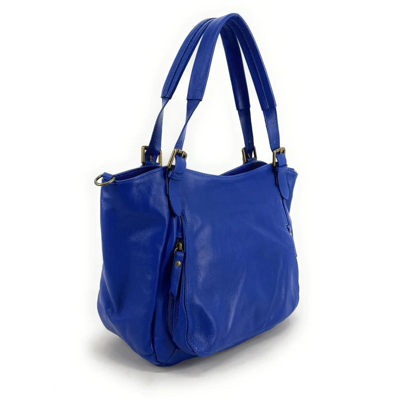 Sac en cuir lisse ELTON Bleu roi