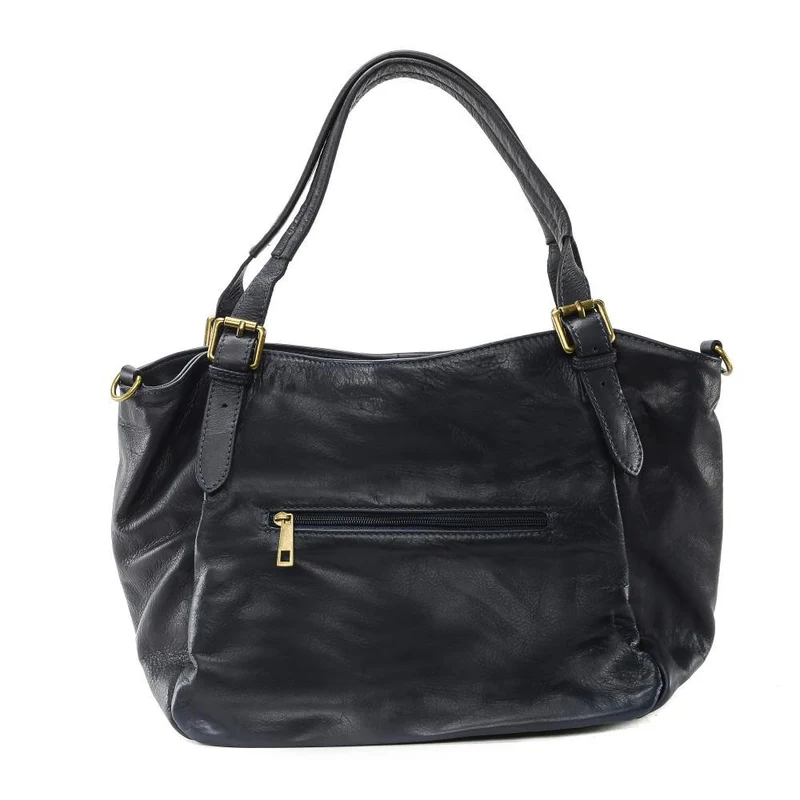 Sac en cuir lisse ELTON Bleu marine