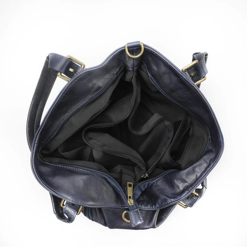 Sac en cuir lisse ELTON Bleu marine