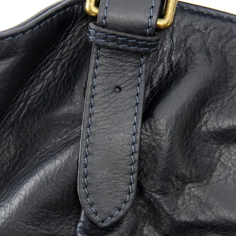 Sac en cuir lisse ELTON Bleu marine