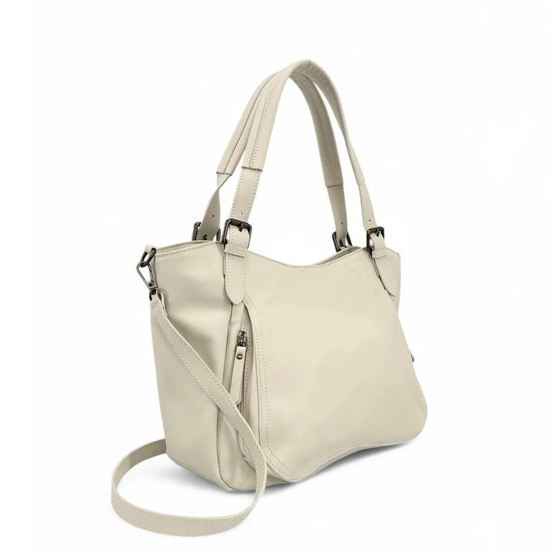 Sac en cuir lisse ELTON Beige crème