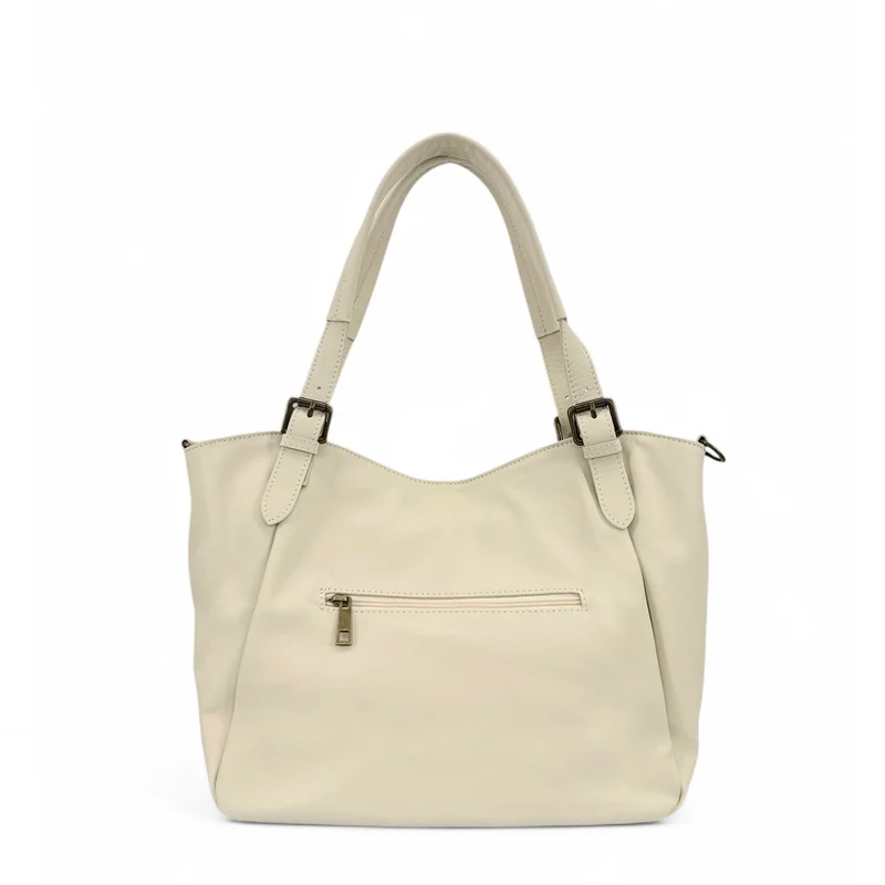 Sac en cuir lisse ELTON Beige crème