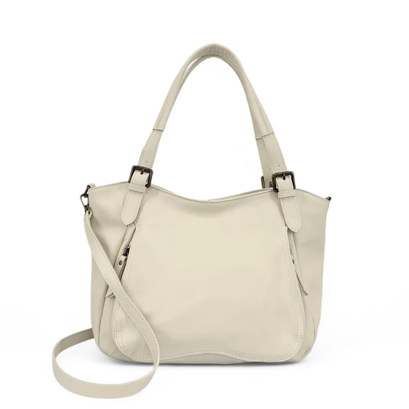 Sac en cuir lisse ELTON Beige crème