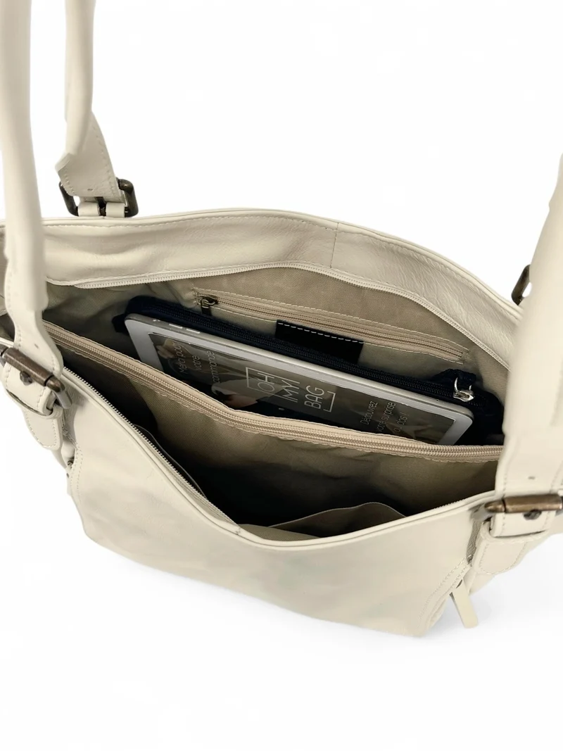 Sac en cuir lisse ELTON Beige crème