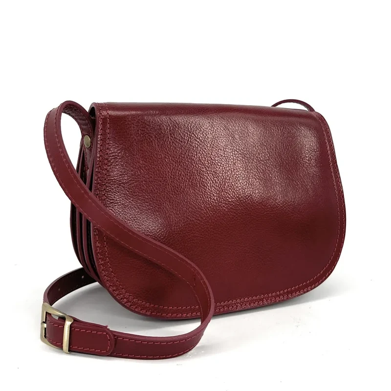 Sac bandoulière en cuir lisse SPENCER Rouge foncé