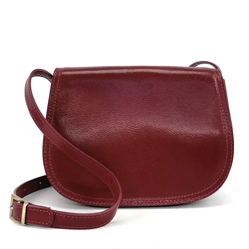 Sac bandoulière en cuir lisse SPENCER Rouge foncé