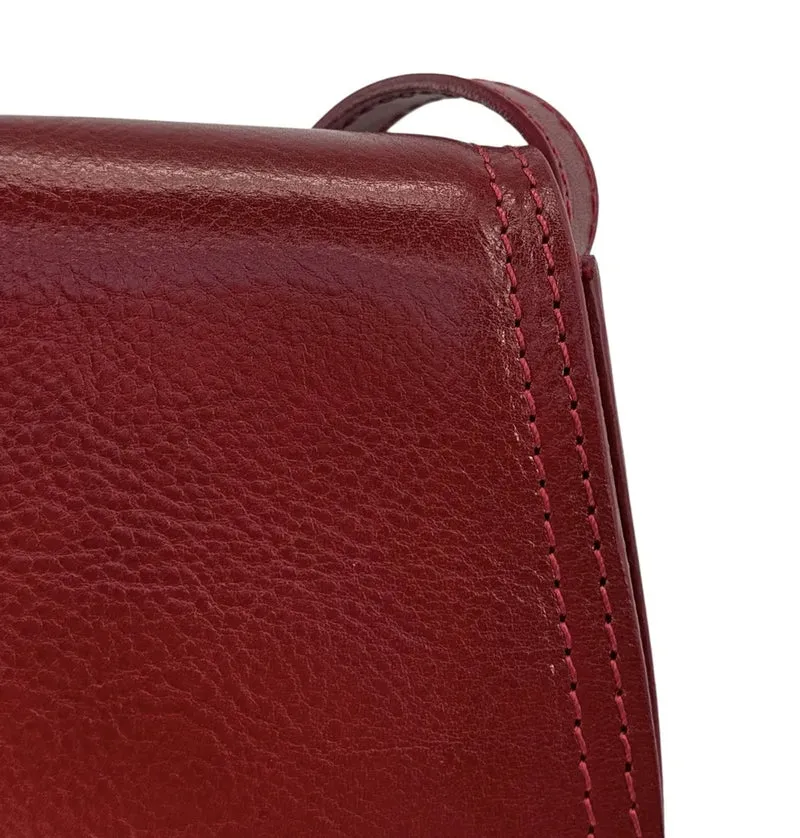Sac bandoulière en cuir lisse SPENCER Rouge foncé