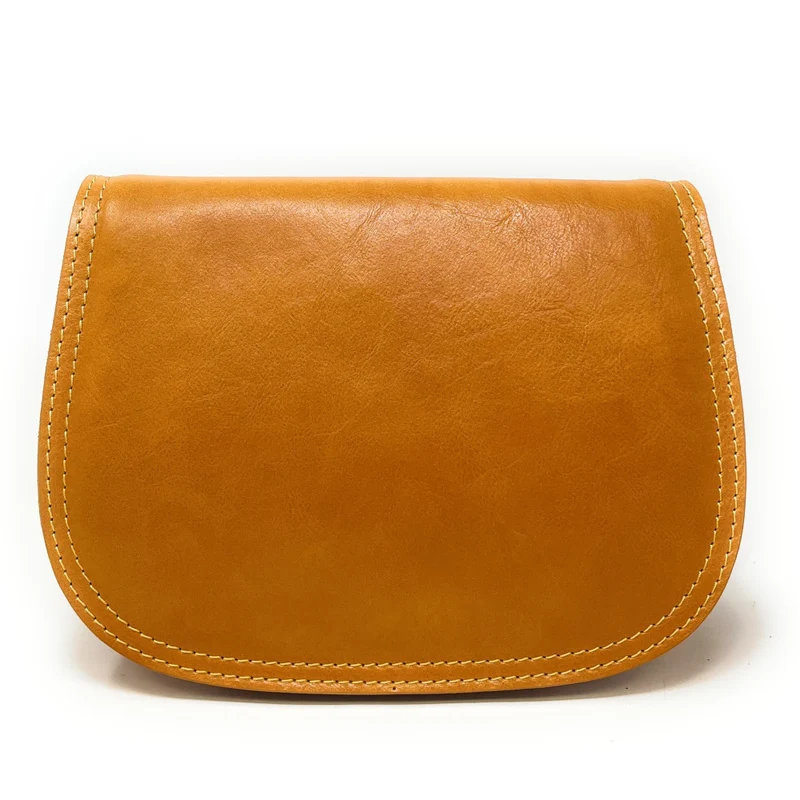 Sac bandoulière en cuir lisse SPENCER Jaune Moutarde
