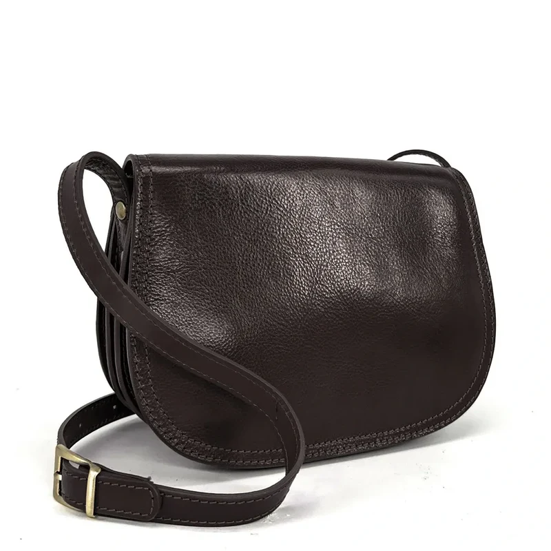 Sac bandoulière en cuir lisse SPENCER Chocolat
