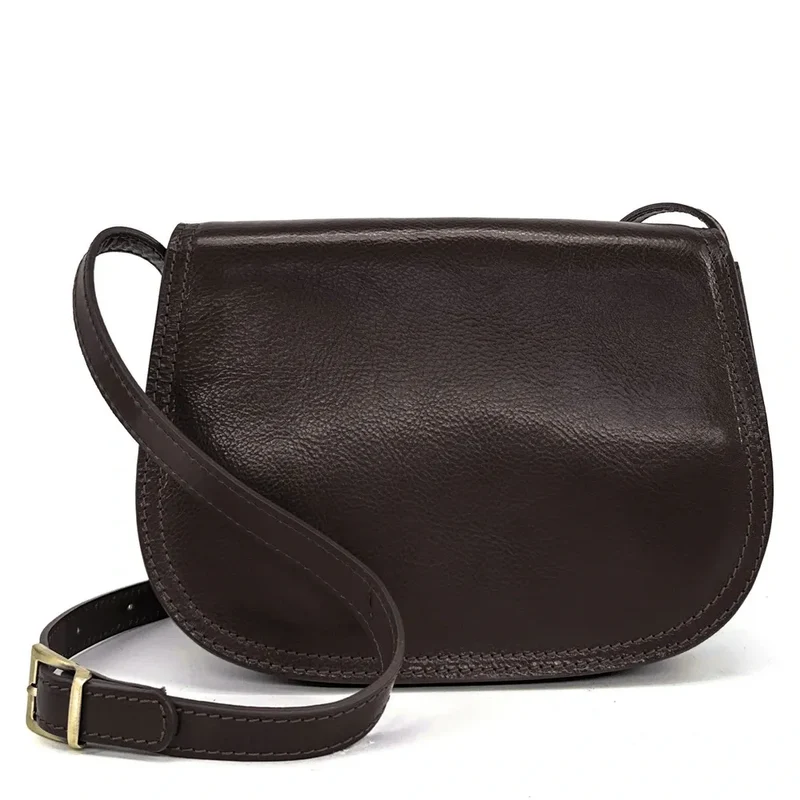 Sac bandoulière en cuir lisse SPENCER Chocolat