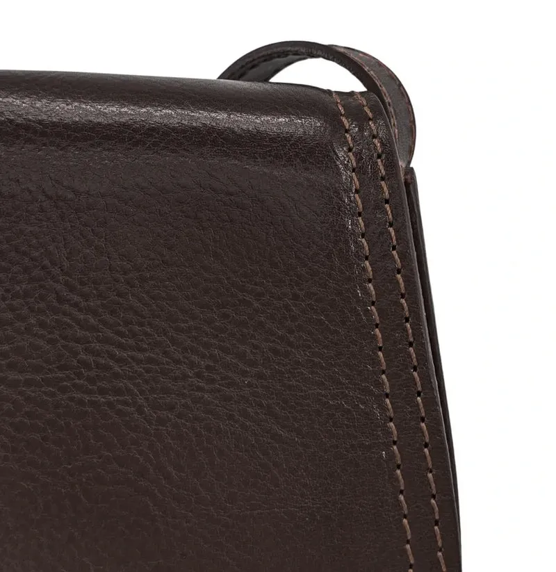 Sac bandoulière en cuir lisse SPENCER Chocolat