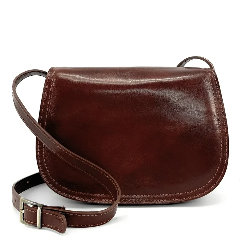 Sac bandoulière en cuir lisse SPENCER Châtaigne