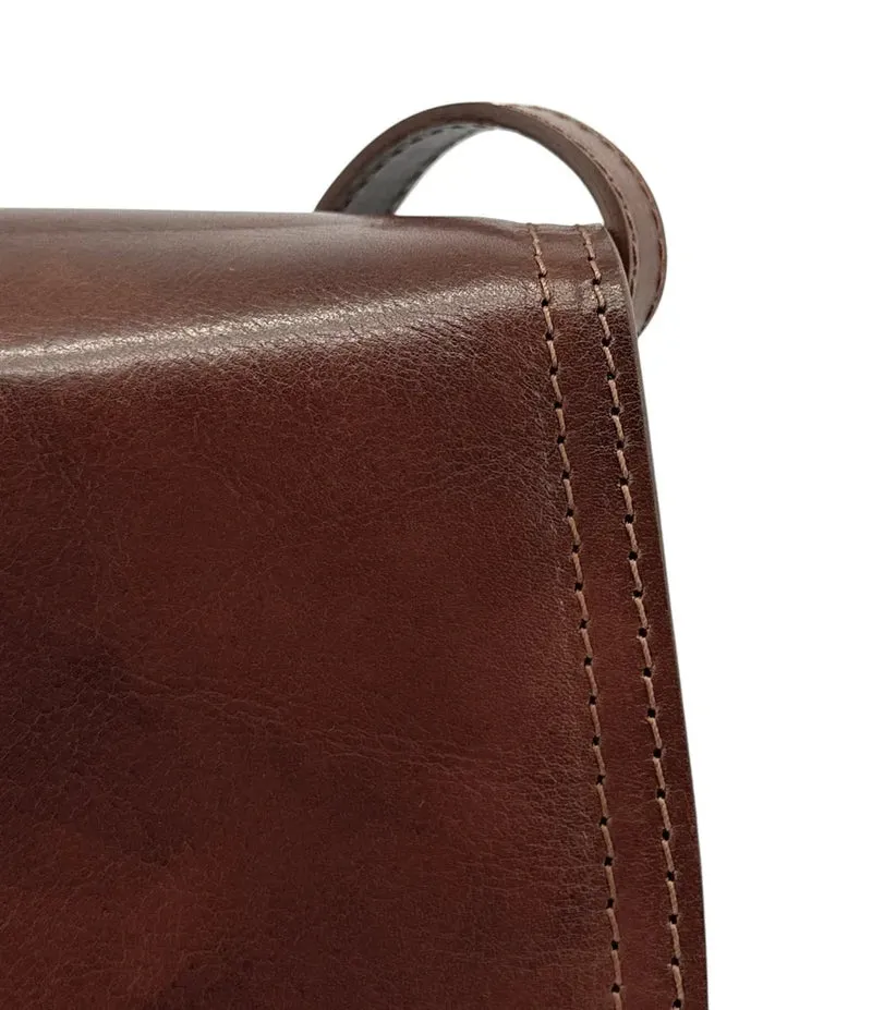 Sac bandoulière en cuir lisse SPENCER Châtaigne