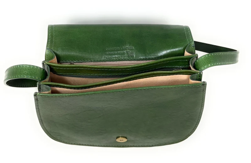 Sac bandoulière en cuir lisse SPENCER Kaki