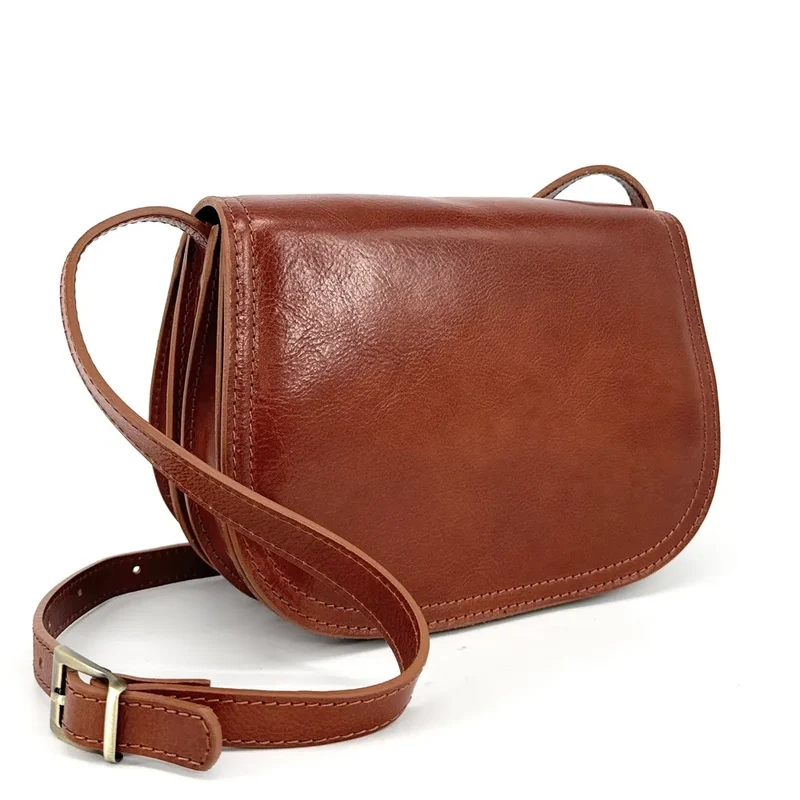 Sac bandoulière en cuir lisse SPENCER Cognac