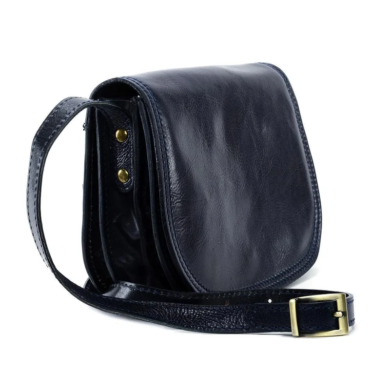 Sac bandoulière en cuir lisse SPENCER Bleu marine