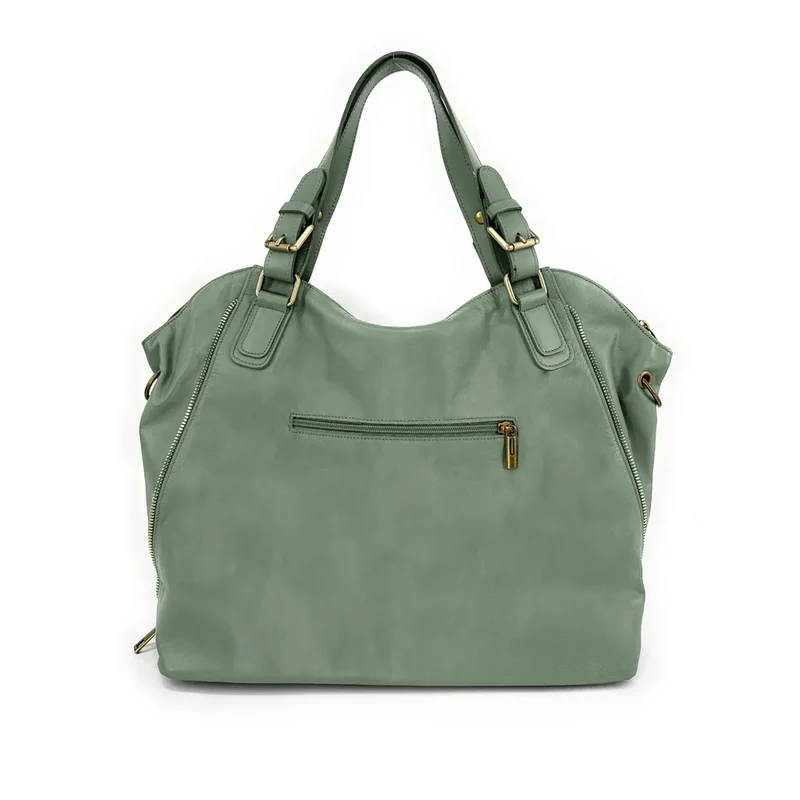 Sac porté épaule en cuir lisse CAMELIA Vert pastel