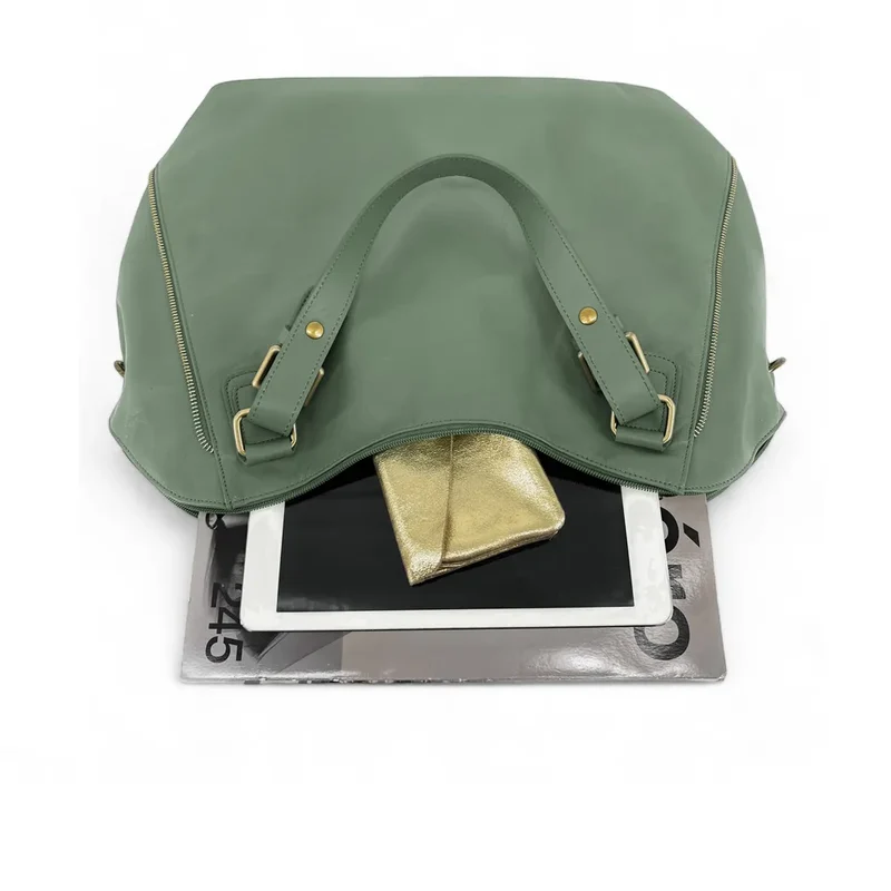 Sac porté épaule en cuir lisse CAMELIA Vert pastel