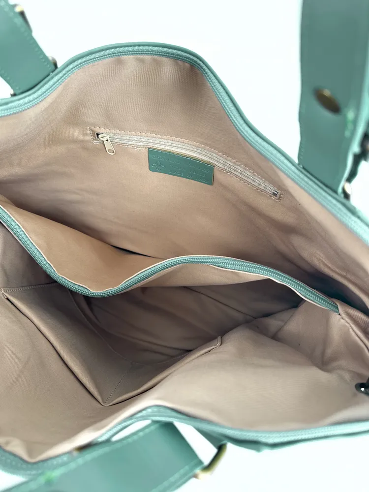 Sac porté épaule en cuir lisse CAMELIA Vert pastel