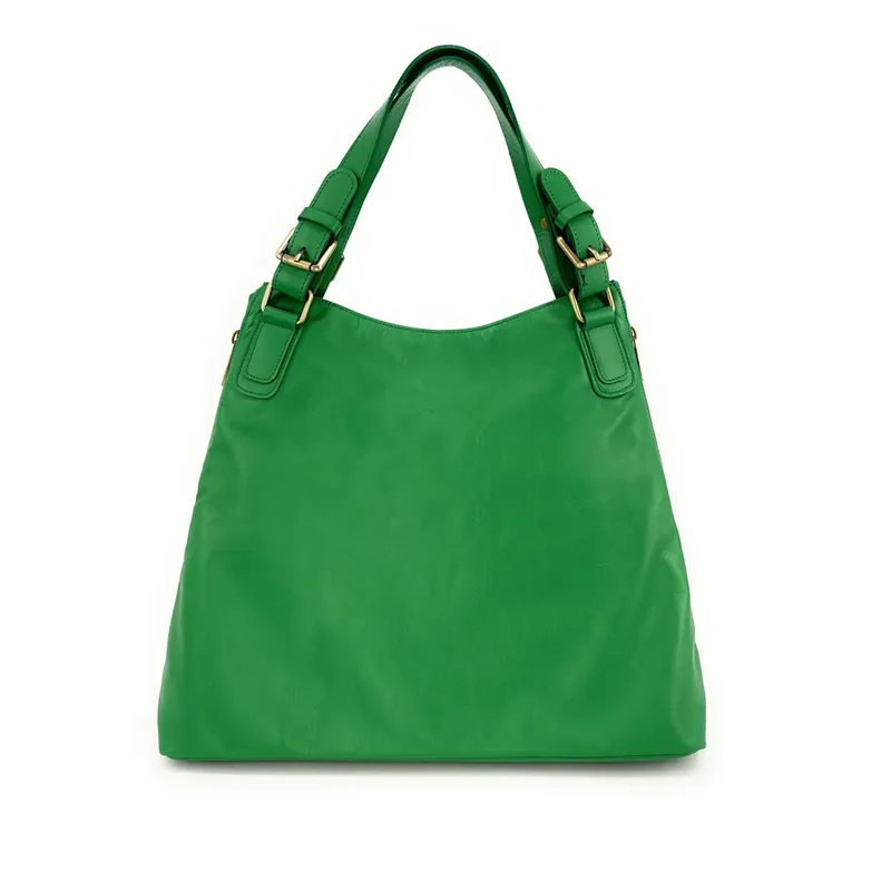 Sac porté épaule en cuir lisse CAMELIA Vert anglais