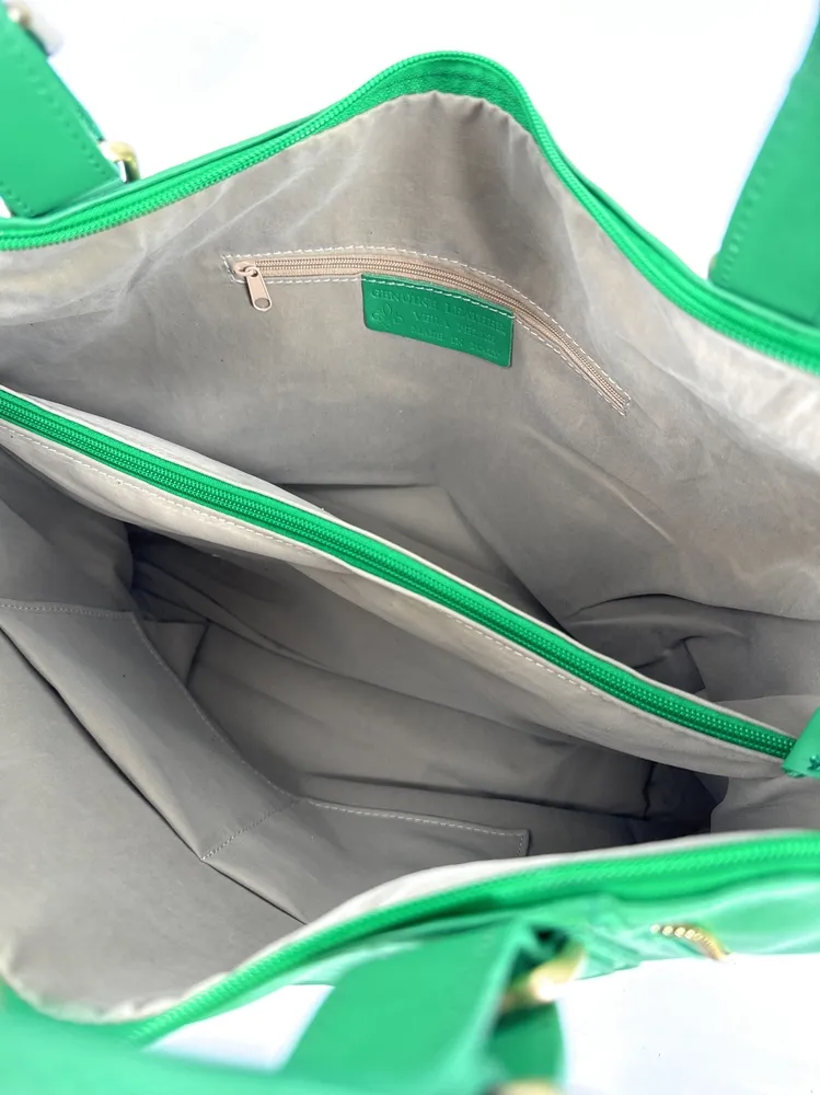 Sac porté épaule en cuir lisse CAMELIA Vert anglais