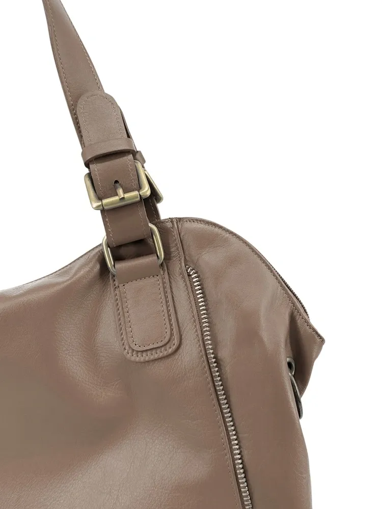 Sac porté épaule en cuir lisse CAMELIA Taupe foncé