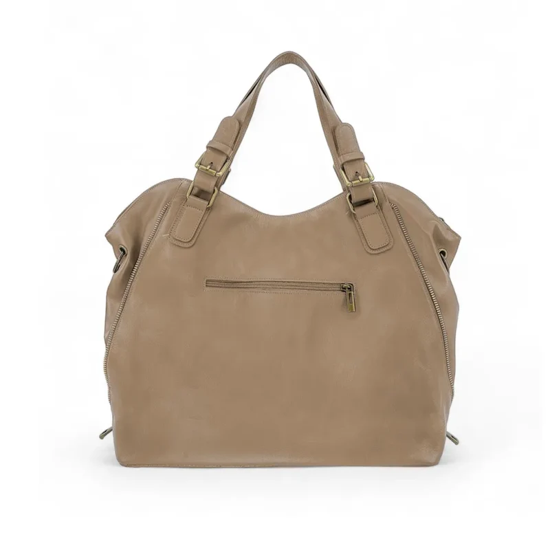 Sac porté épaule en cuir lisse CAMELIA Taupe clair