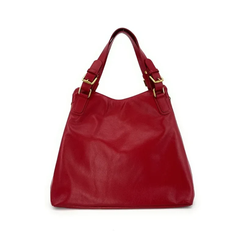 Sac porté épaule en cuir lisse CAMELIA Rouge intense