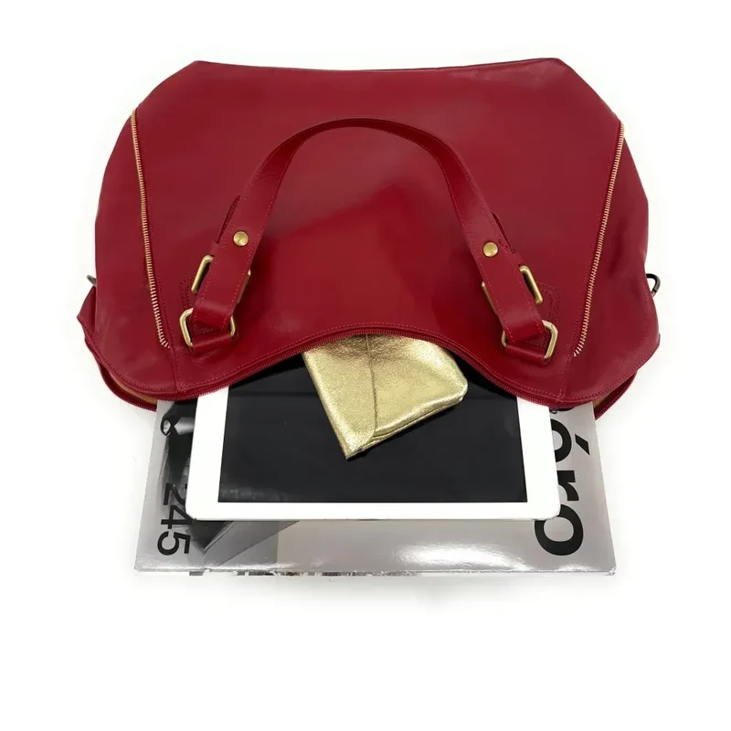 Sac porté épaule en cuir lisse CAMELIA Rouge intense