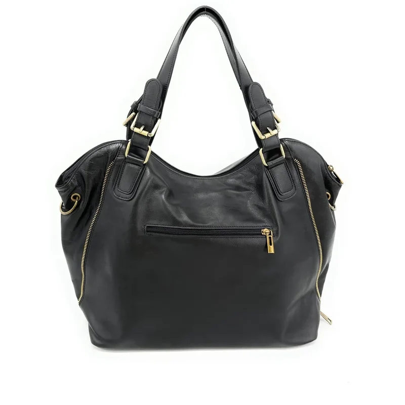 Sac porté épaule en cuir lisse CAMELIA Noir