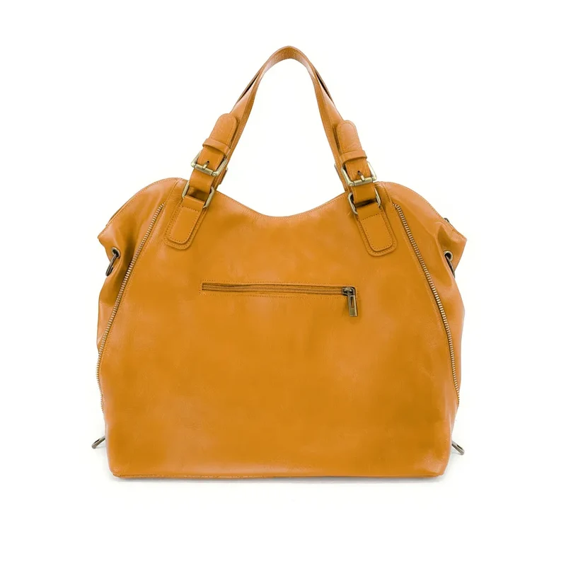 Sac porté épaule en cuir lisse CAMELIA Jaune Moutarde