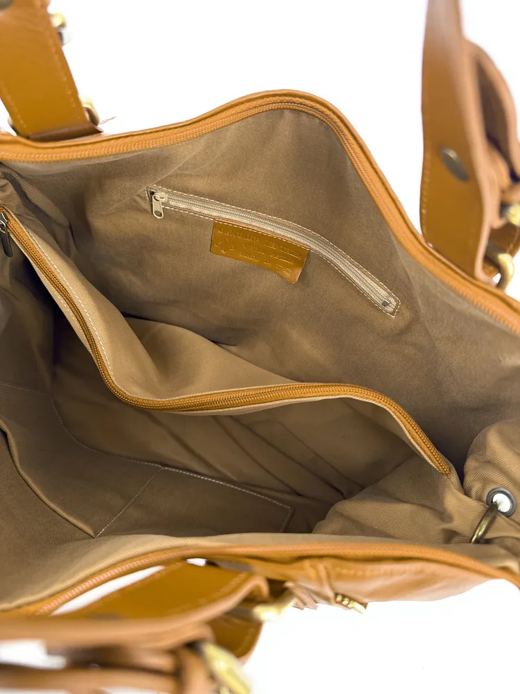 Sac porté épaule en cuir lisse CAMELIA Jaune Moutarde