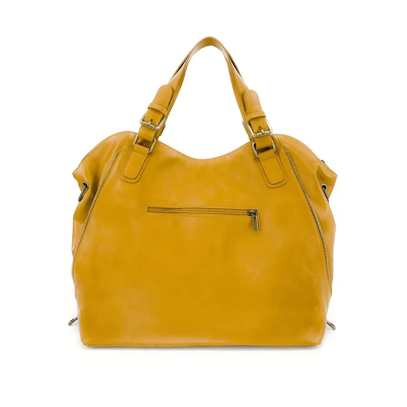 Sac porté épaule en cuir lisse CAMELIA Jaune tournesol