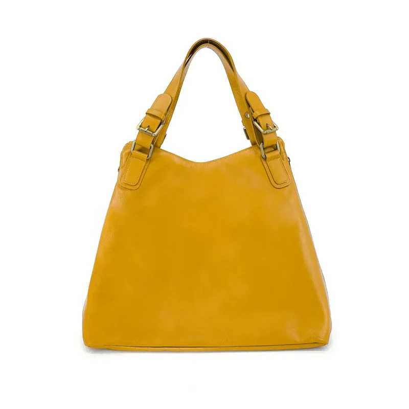 Sac porté épaule en cuir lisse CAMELIA Jaune tournesol