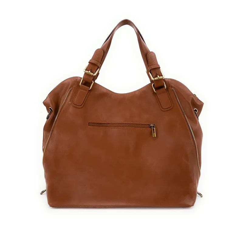 Sac porté épaule en cuir lisse CAMELIA Camel foncé