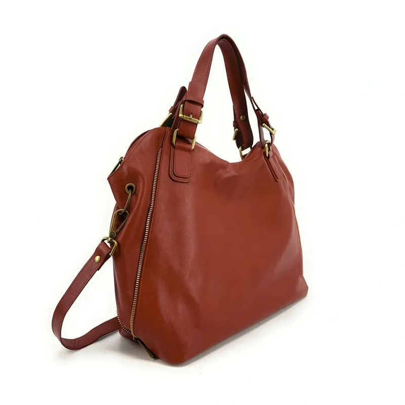 Sac porté épaule en cuir lisse CAMELIA Rouille