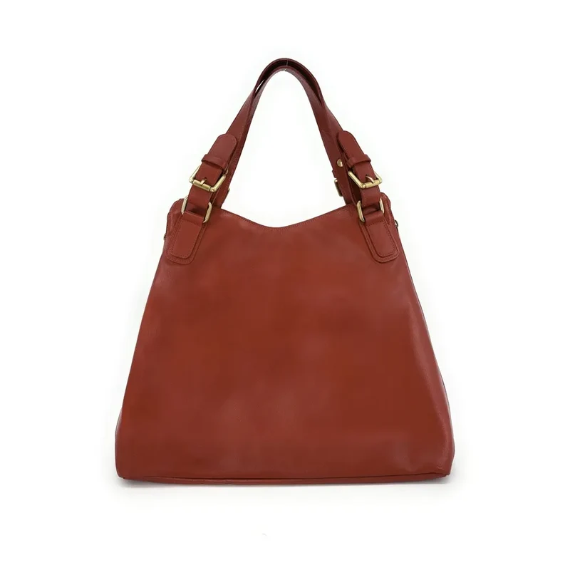 Sac porté épaule en cuir lisse CAMELIA Rouille