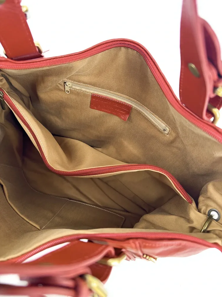 Sac porté épaule en cuir lisse CAMELIA Rouille
