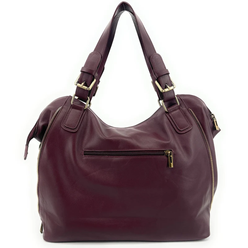 Sac porté épaule en cuir lisse CAMELIA Bordeaux