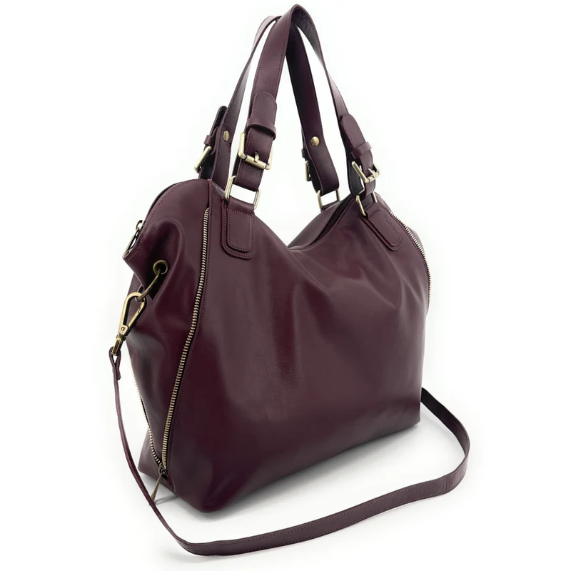 Sac porté épaule en cuir lisse CAMELIA Bordeaux