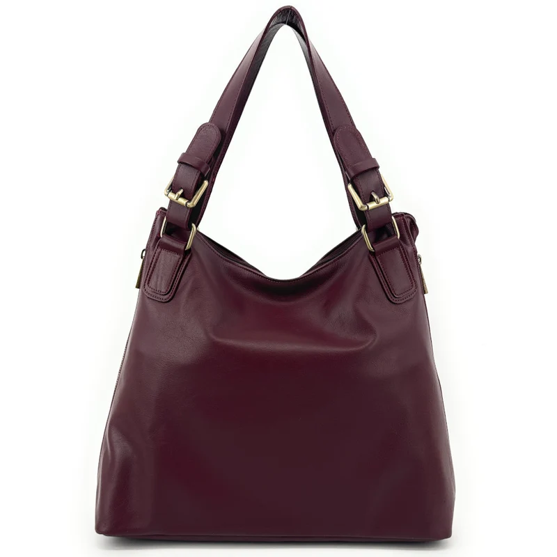 Sac porté épaule en cuir lisse CAMELIA Bordeaux