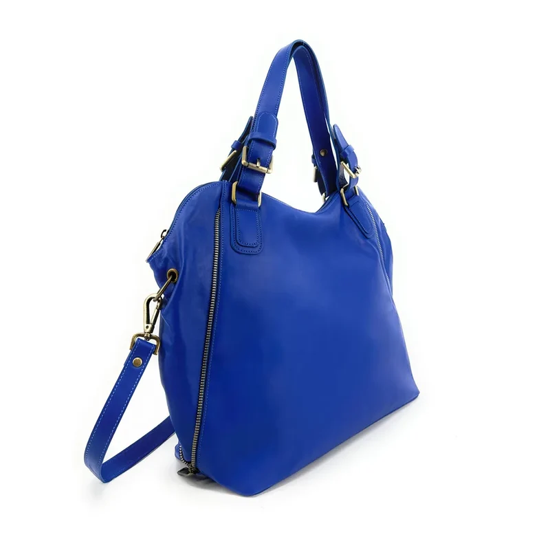 Sac porté épaule en cuir lisse CAMELIA Bleu roi