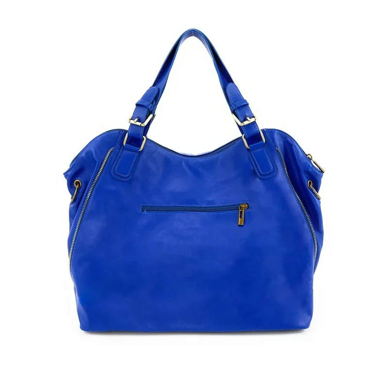 Sac porté épaule en cuir lisse CAMELIA Bleu roi
