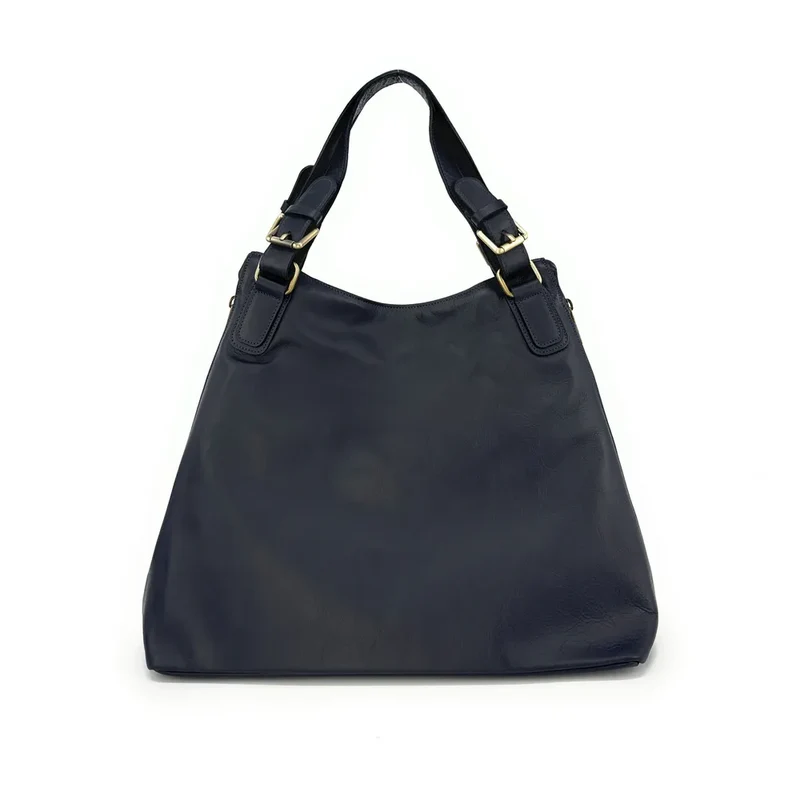 Sac porté épaule en cuir lisse CAMELIA Bleu marine