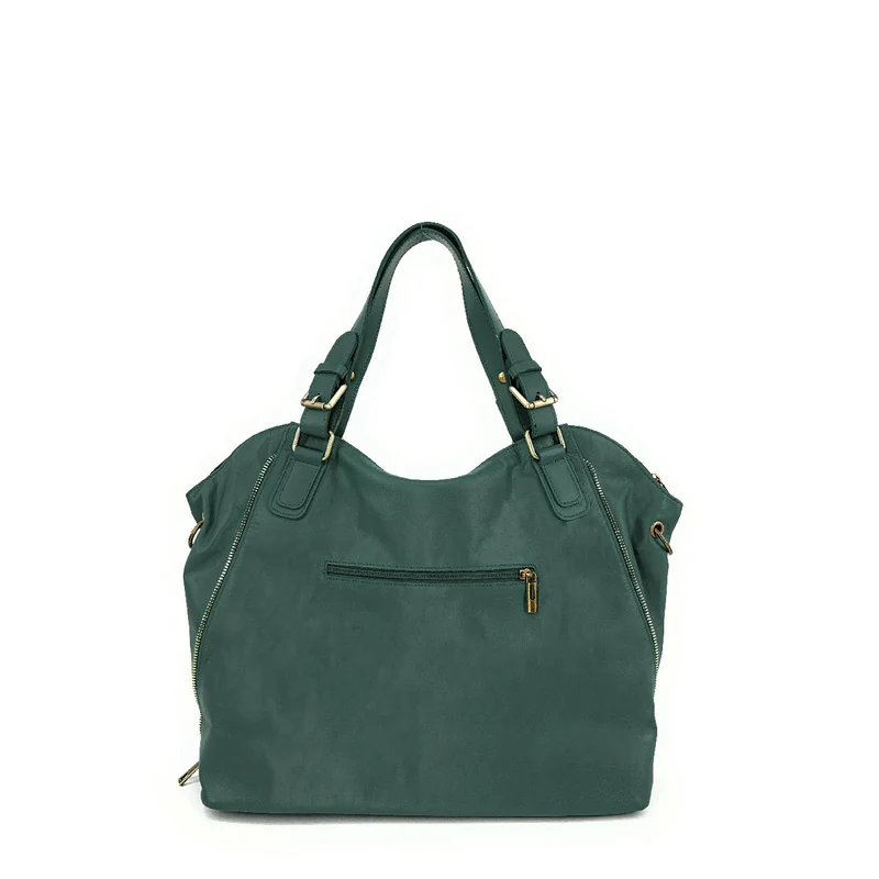 Sac porté épaule en cuir lisse CAMELIA Bleu vert canard