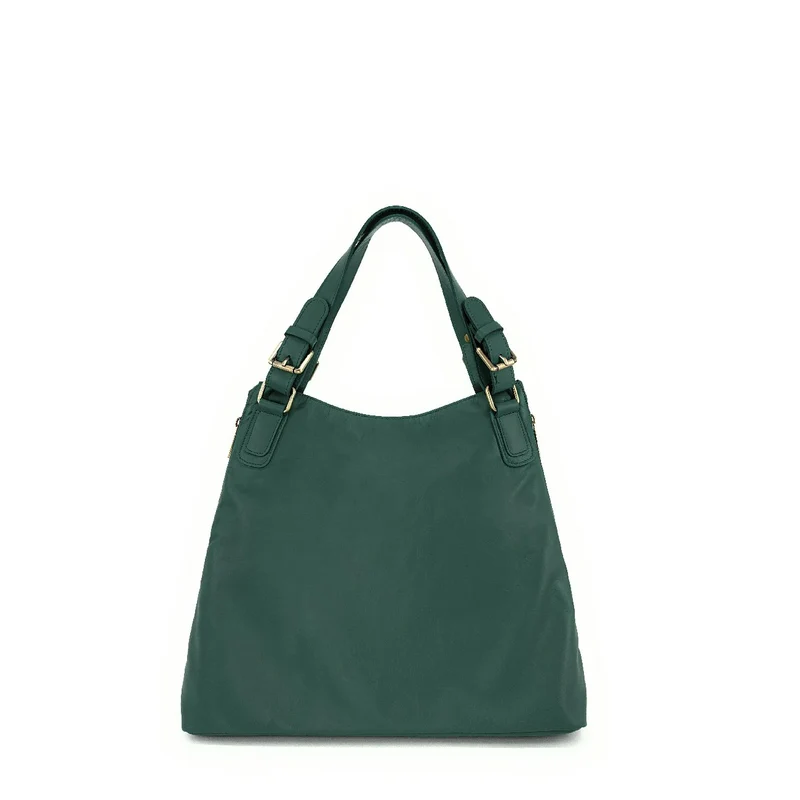 Sac porté épaule en cuir lisse CAMELIA Bleu vert canard
