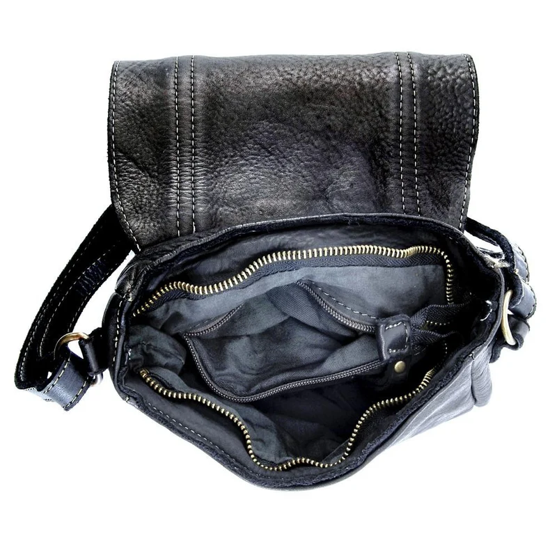Sac à main en cuir souple vintage MELBOURNE Noir
