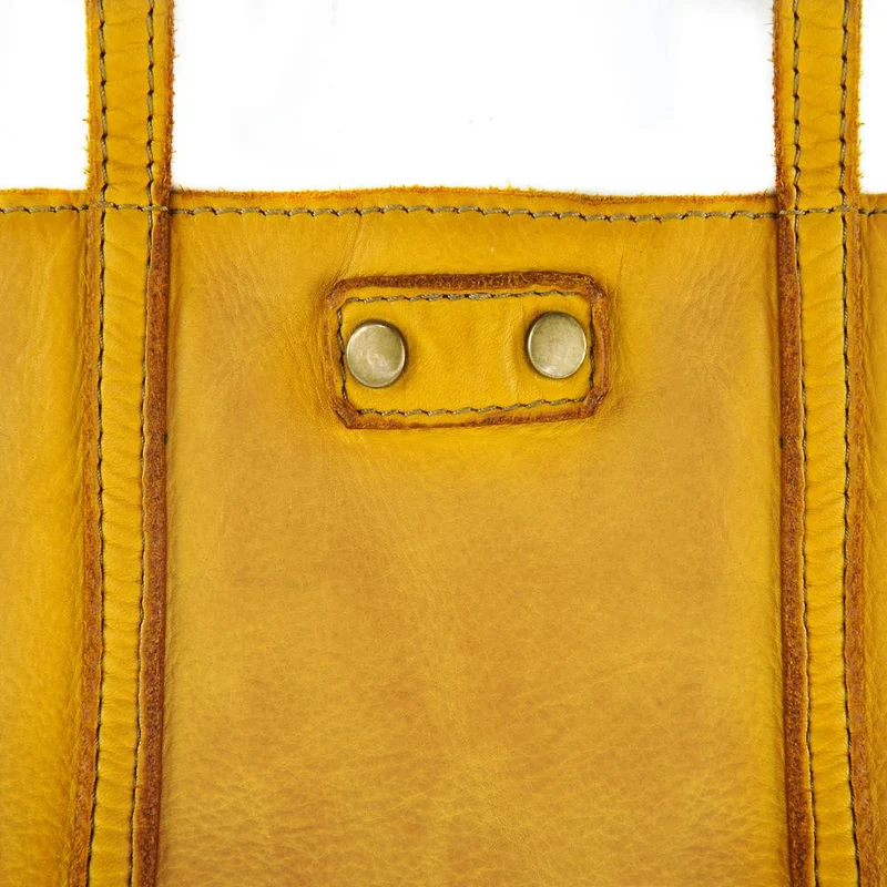 Sac à main en cuir souple vintage MELBOURNE Jaune Moutarde