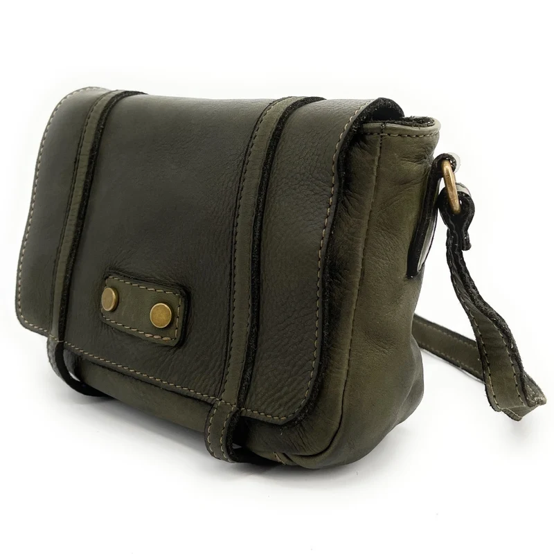 Sac à main en cuir souple vintage MELBOURNE Kaki
